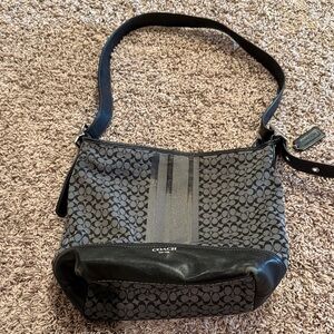 Coach Black and Gray Patterned Shoulder Bag